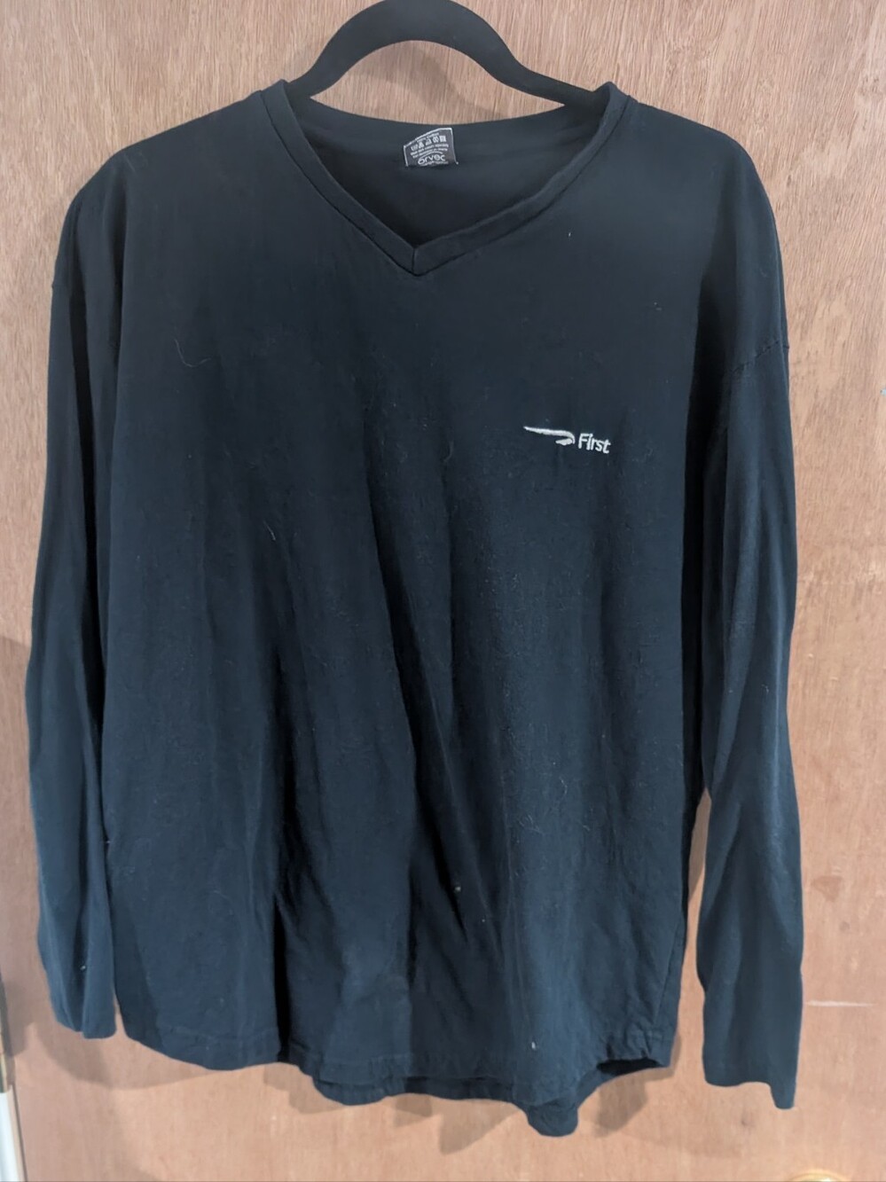 Black V-Neck Long Sleeve Shirt